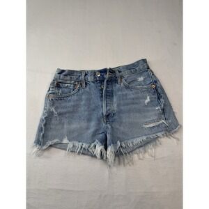 Agolde Cut Off Shorts 24 Summer Boho Beach Distressed Blue Denim